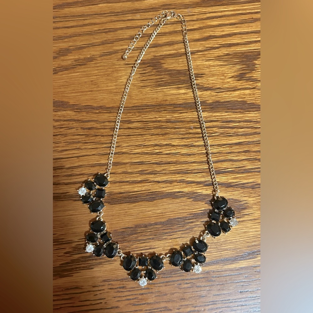 Chic Black and Gold Floral Necklace